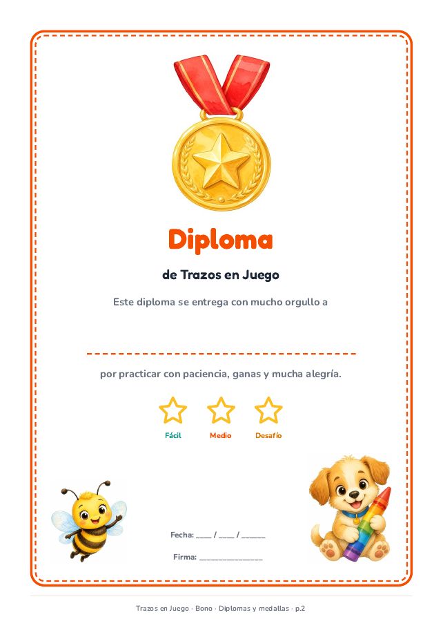 Página real del bono: Diplomas y medallas