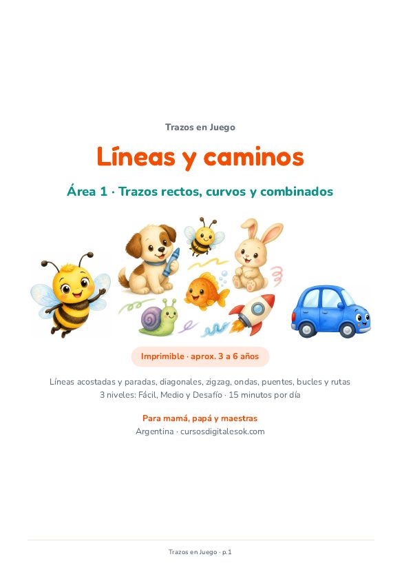 Portada real: Área 1 · Líneas y caminos