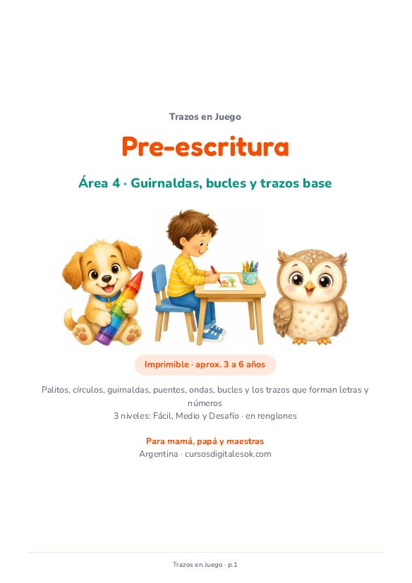 Portada real: Área 4 · Pre-escritura