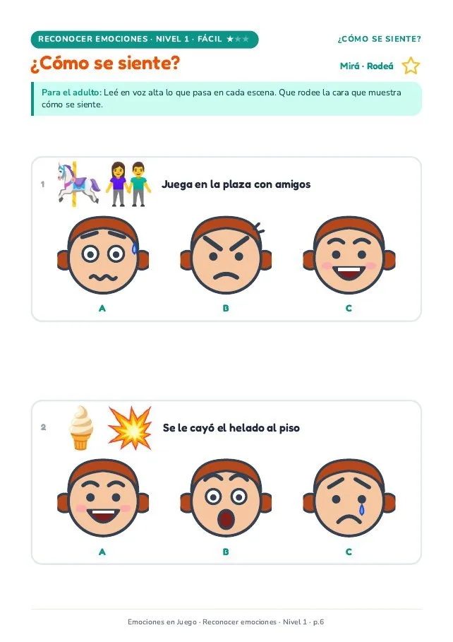 Página real · Reconocer · Fácil: ¿cómo se siente?