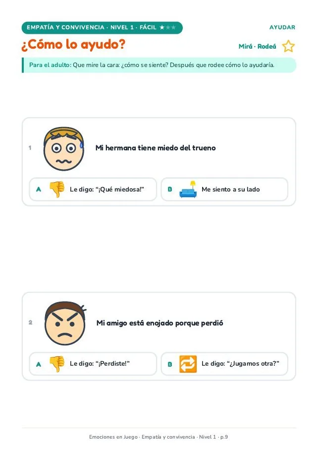 Página real · Empatía · Fácil: ¿cómo lo ayudo?
