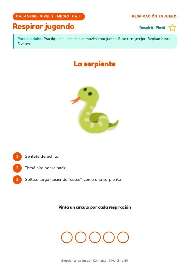 Página real · Calmarse · Medio: la serpiente
