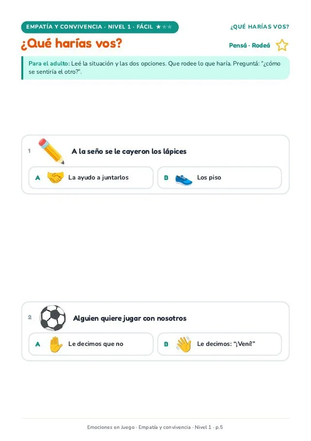 Página real · Empatía · Fácil: ¿qué harías vos?