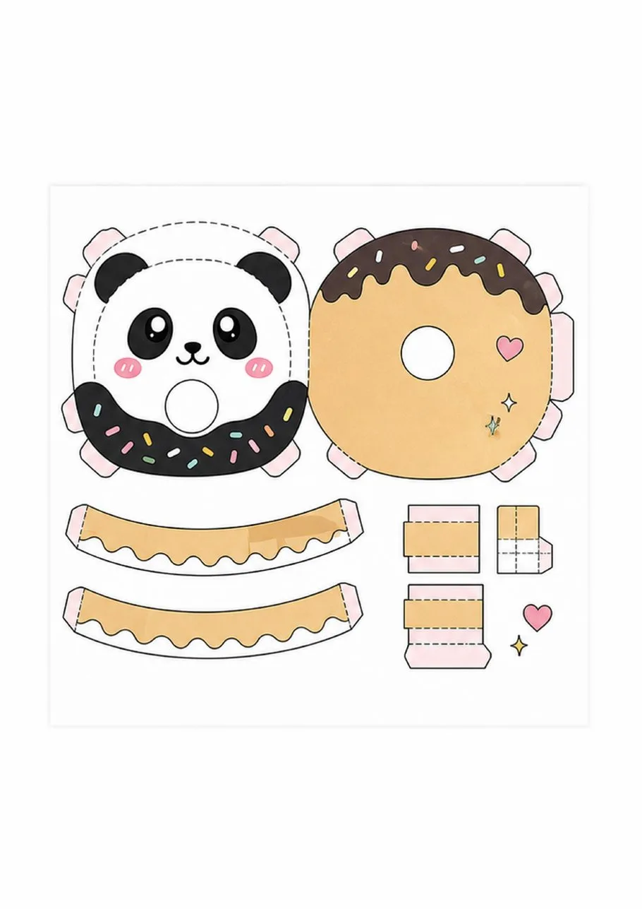 Página real del kit: Panda donut · a color