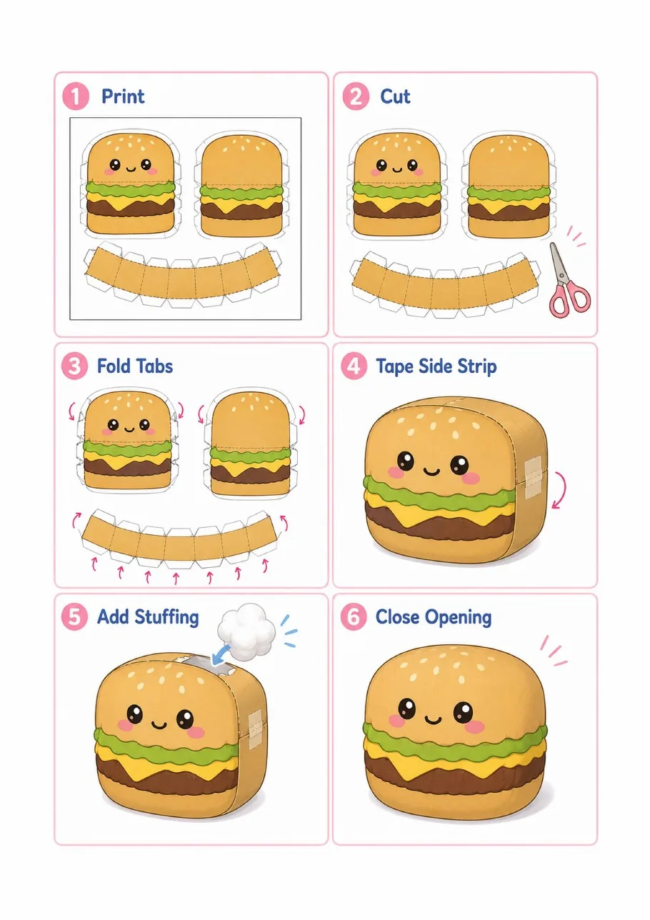 Página real del kit: Hamburguesa · guía de armado