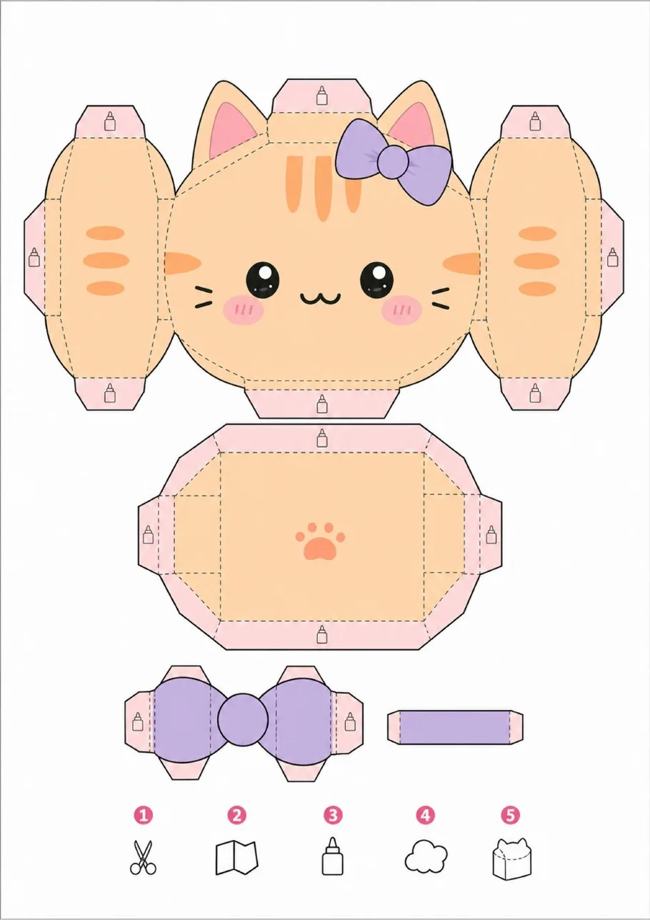 Página real del kit: Gatito con moño · a color