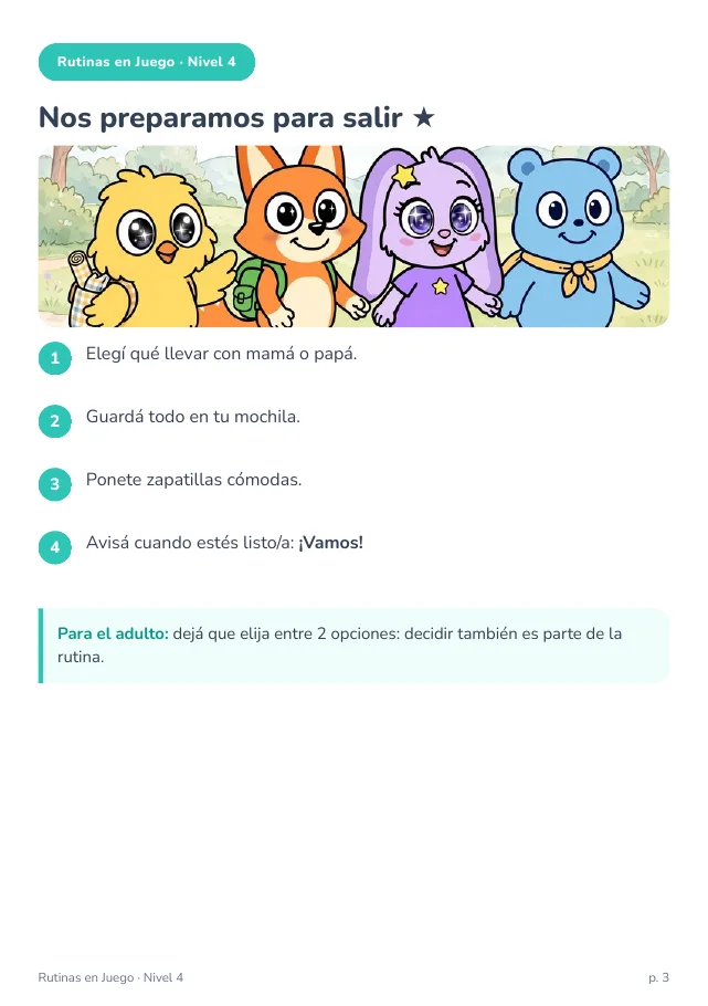 Página real · Rutinas especiales: nos preparamos para salir