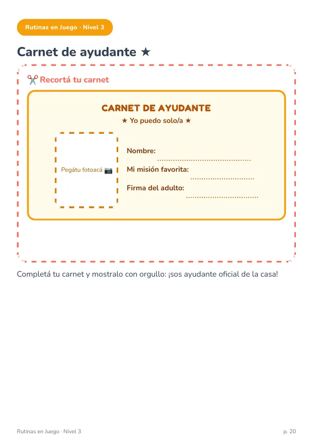 Página real · Misiones: carnet de ayudante