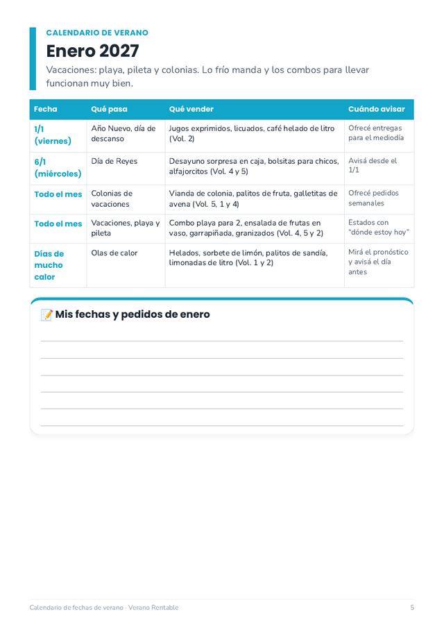 Bono 5: calendario, qué vender en enero.