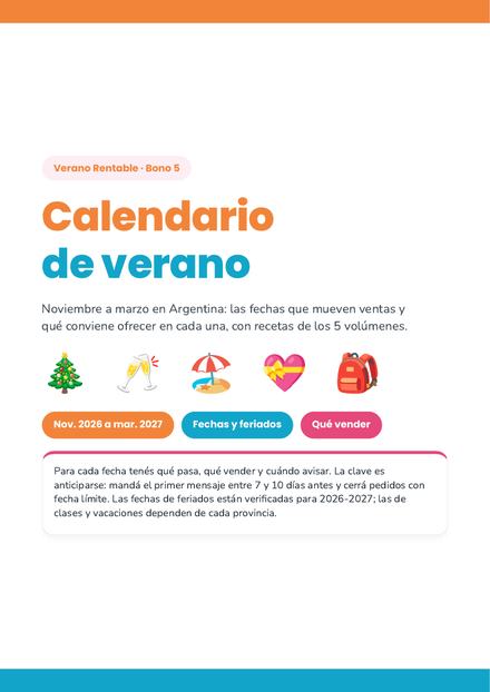 Captura real del Bono 5: Calendario de fechas de verano